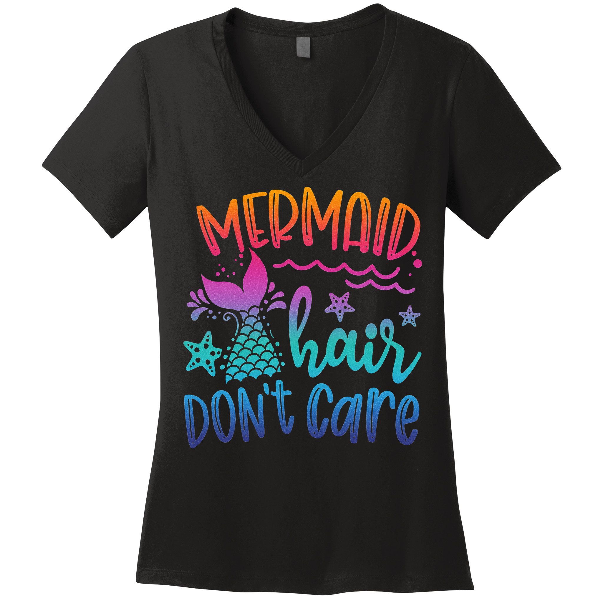 Mermaid Hair Don't Care Matching Outfit funny ocean Women's V-Neck T-Shirt