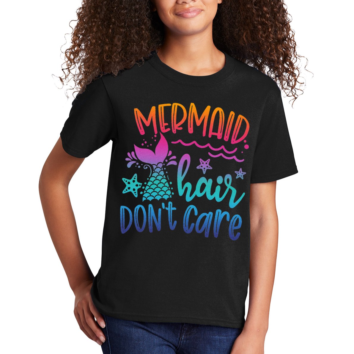 Mermaid Hair Don't Care Matching Outfit funny ocean Kids T-Shirt