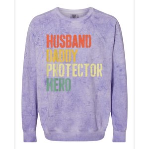 Men Husband Daddy Protector Hero Fathers Day Colorblast Crewneck Sweatshirt