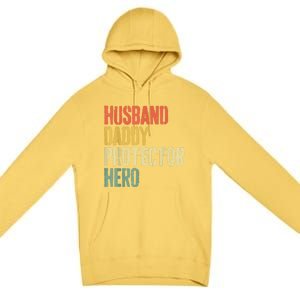 Men Husband Daddy Protector Hero Fathers Day Premium Pullover Hoodie