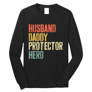 Men Husband Daddy Protector Hero Fathers Day Long Sleeve Shirt