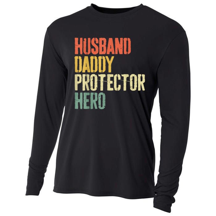 Men Husband Daddy Protector Hero Fathers Day Cooling Performance Long Sleeve Crew