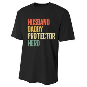 Men Husband Daddy Protector Hero Fathers Day Performance Sprint T-Shirt