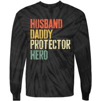 Men Husband Daddy Protector Hero Fathers Day Tie-Dye Long Sleeve Shirt