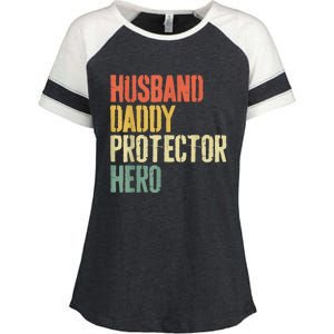 Men Husband Daddy Protector Hero Fathers Day Enza Ladies Jersey Colorblock Tee