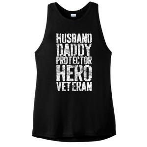 Men Husband Daddy Protector Hero Veteran Ladies PosiCharge Tri-Blend Wicking Tank