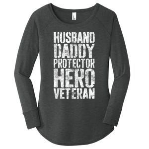 Men Husband Daddy Protector Hero Veteran Women's Perfect Tri Tunic Long Sleeve Shirt