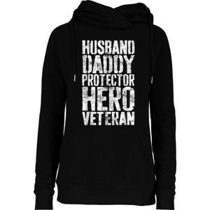 Men Husband Daddy Protector Hero Veteran Womens Funnel Neck Pullover Hood