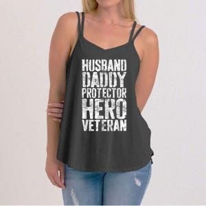 Men Husband Daddy Protector Hero Veteran Women's Strappy Tank