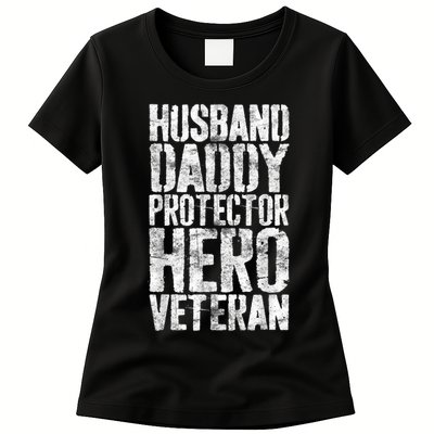 Men Husband Daddy Protector Hero Veteran Womens T-Shirt