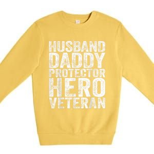 Men Husband Daddy Protector Hero Veteran Premium Crewneck Sweatshirt