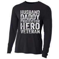 Men Husband Daddy Protector Hero Veteran Cooling Performance Long Sleeve Crew