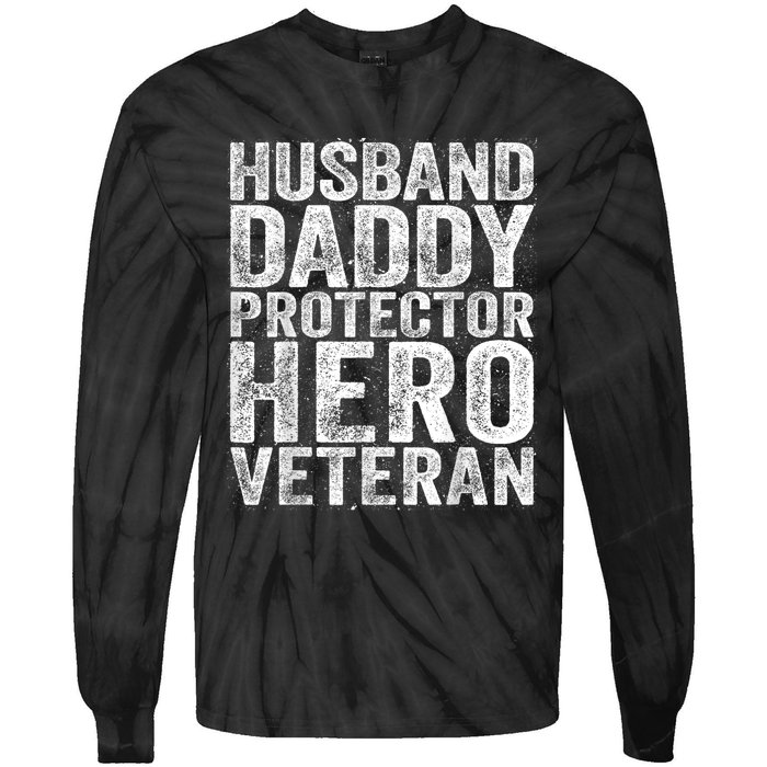 Men Husband Daddy Protector Hero Veteran Tie-Dye Long Sleeve Shirt