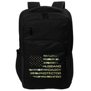 Men Husband Daddy Protector Hero Fathers Day Camo American Flag Impact Tech Backpack