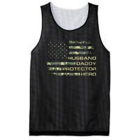 Men Husband Daddy Protector Hero Fathers Day Camo American Flag Mesh Reversible Basketball Jersey Tank