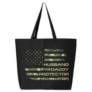 Men Husband Daddy Protector Hero Fathers Day Camo American Flag 25L Jumbo Tote