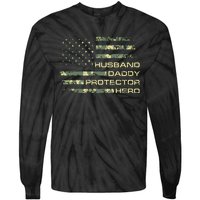 Men Husband Daddy Protector Hero Fathers Day Camo American Flag Tie-Dye Long Sleeve Shirt