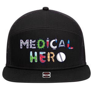 Medical Hero Doctor Nurse Cool Gift 7 Panel Mesh Trucker Snapback Hat