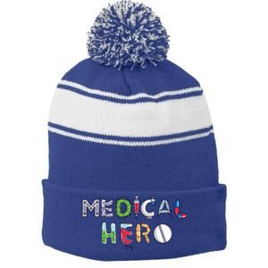 Medical Hero Doctor Nurse Cool Gift Stripe Pom Pom Beanie