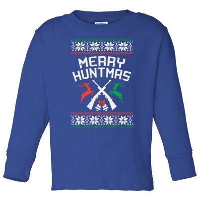 Merry Huntmas Deer Ugly Christmas Hunting Hunt Hunter Gift Toddler Long Sleeve Shirt