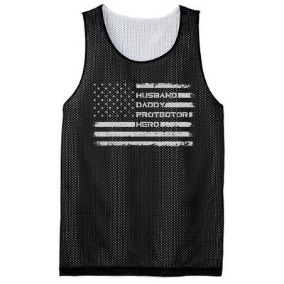 Menss Husband Daddy Protector Hero I Fathers Day Flag Mesh Reversible Basketball Jersey Tank