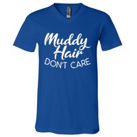 Muddy Hair Don't Care Gift Muddy Quad Biker Four Gift V-Neck T-Shirt