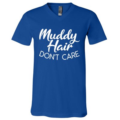 Muddy Hair Don't Care Gift Muddy Quad Biker Four Gift V-Neck T-Shirt