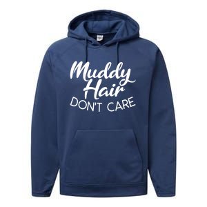 Muddy Hair Don't Care Gift Muddy Quad Biker Four Gift Performance Fleece Hoodie