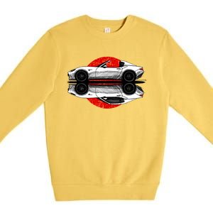 My Hand Drawing Of Nd Rf Japanese Roadster Sports Car With Flag Background Premium Crewneck Sweatshirt