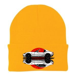 My Hand Drawing Of Nd Rf Japanese Roadster Sports Car With Flag Background Knit Cap Winter Beanie