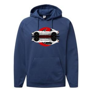 My Hand Drawing Of Nd Rf Japanese Roadster Sports Car With Flag Background Performance Fleece Hoodie