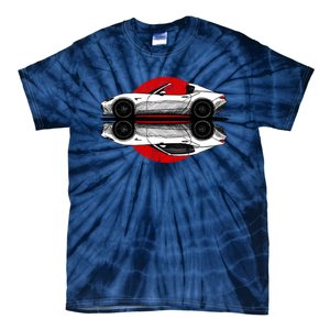 My Hand Drawing Of Nd Rf Japanese Roadster Sports Car With Flag Background Tie-Dye T-Shirt