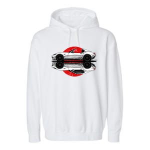 My Hand Drawing Of Nd Rf Japanese Roadster Sports Car With Flag Background Garment-Dyed Fleece Hoodie