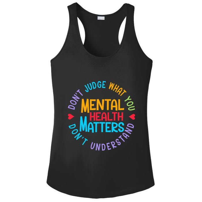 Mental Health Dont Judge You Dont Understand Aware Ladies PosiCharge Competitor Racerback Tank