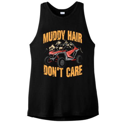 Muddy Hair Don't Care | UTV SxS | Off Road ATV Ladies PosiCharge Tri-Blend Wicking Tank