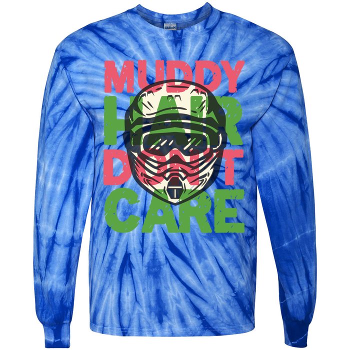 Muddy Hair Don't Care For A Biker Motorcyclist Motocrosser Gift Tie-Dye Long Sleeve Shirt