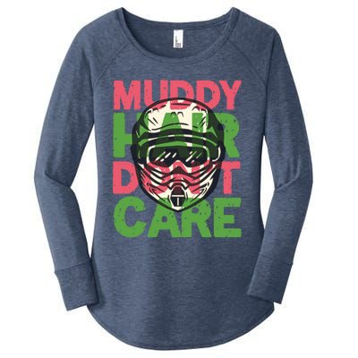 Muddy Hair Don't Care For A Biker Motorcyclist Motocrosser Gift Women's Perfect Tri Tunic Long Sleeve Shirt