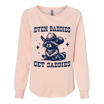 Mental Health Even Baddies Get Saddies Raccoon Womens California Wash Sweatshirt