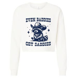 Mental Health Even Baddies Get Saddies Raccoon Cropped Pullover Crew