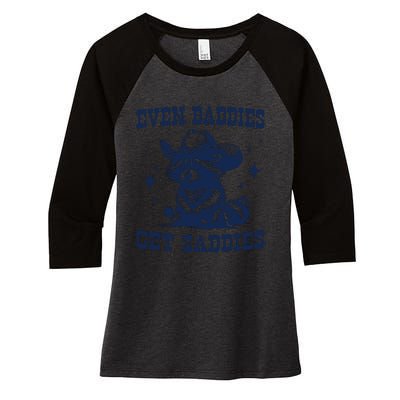 Mental Health Even Baddies Get Saddies Raccoon Women's Tri-Blend 3/4-Sleeve Raglan Shirt