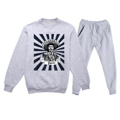 Mexican Hero Emiliano Zapata Premium Crewneck Sweatsuit Set