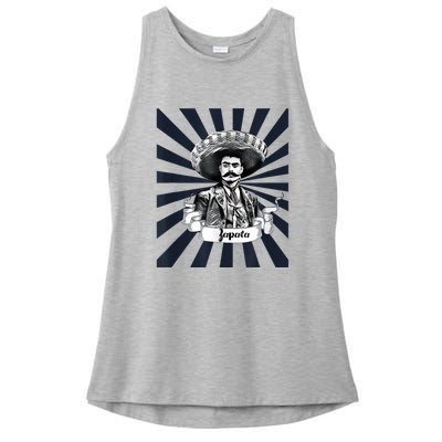 Mexican Hero Emiliano Zapata Ladies PosiCharge Tri-Blend Wicking Tank