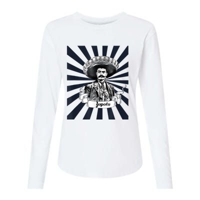 Mexican Hero Emiliano Zapata Womens Cotton Relaxed Long Sleeve T-Shirt