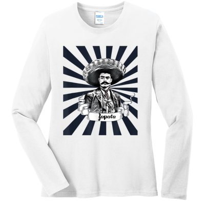 Mexican Hero Emiliano Zapata Ladies Long Sleeve Shirt