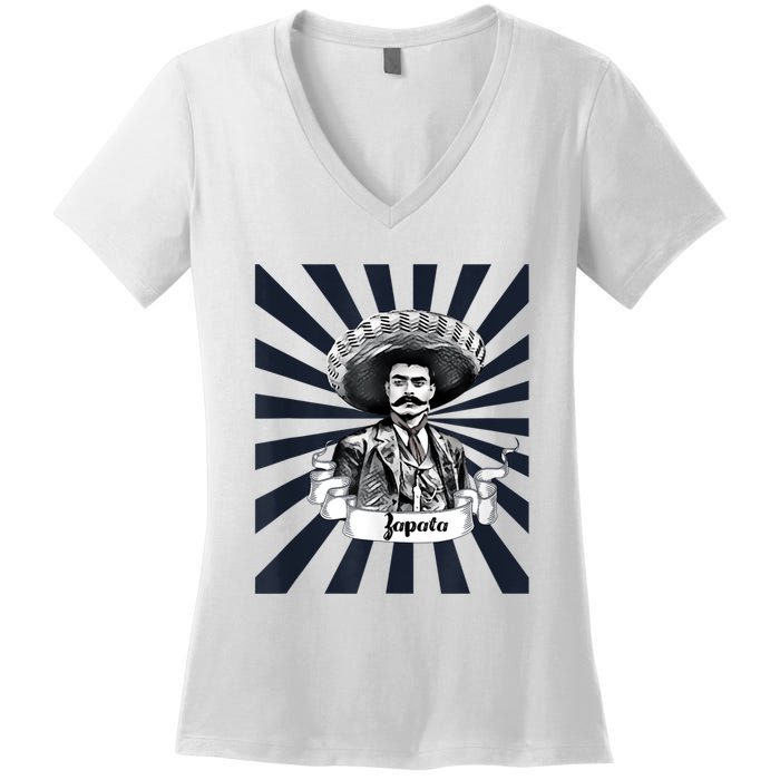 Mexican Hero Emiliano Zapata Women's V-Neck T-Shirt