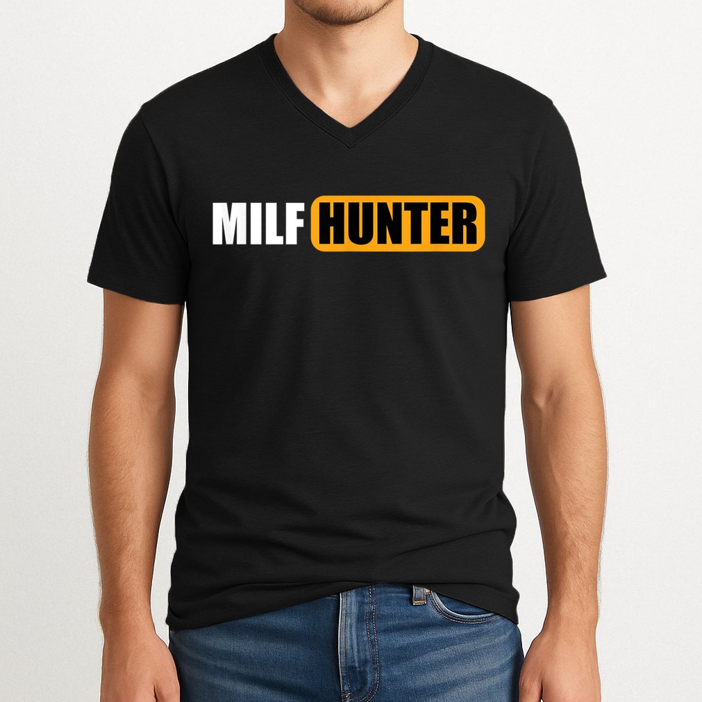 MILF HUNTER Erotic Gift For Adults V-Neck T-Shirt