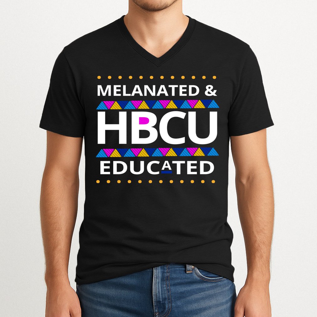 Melanated HBCU Educated V-Neck T-Shirt