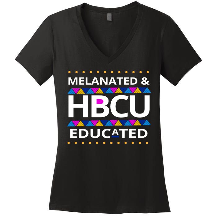 Melanated HBCU Educated Women's V-Neck T-Shirt