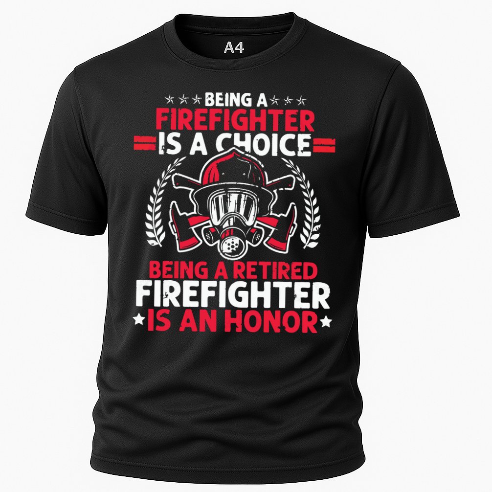 Men Heroic Fireman Gift Idea Retired Firefighter Cooling Performance Crew T-Shirt