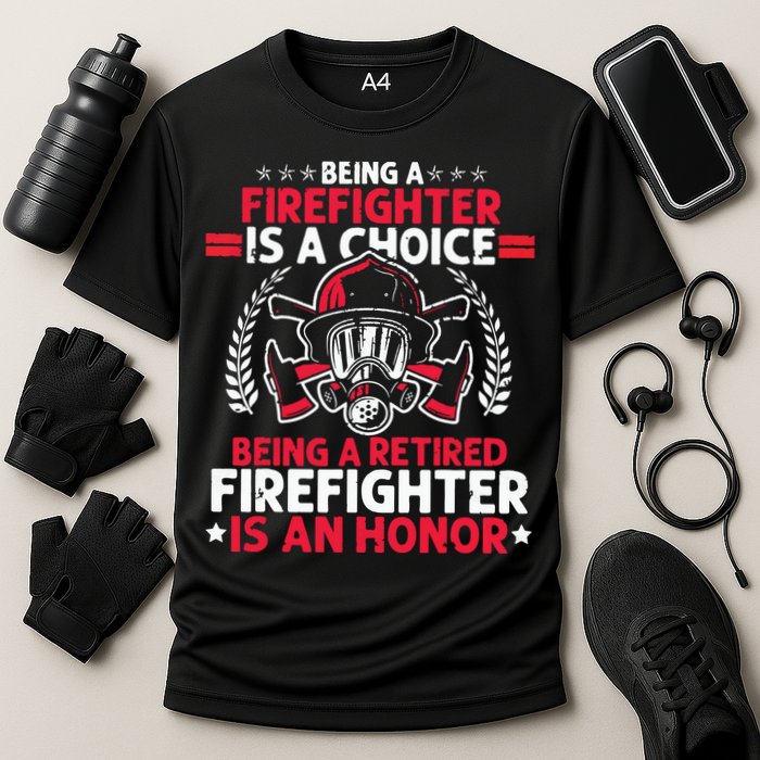 Men Heroic Fireman Gift Idea Retired Firefighter Cooling Performance Crew T-Shirt